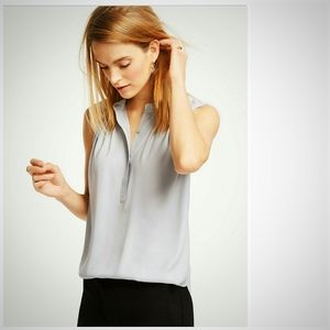Ann Taylor Sz XS Dove Gray Popover Shell Tank